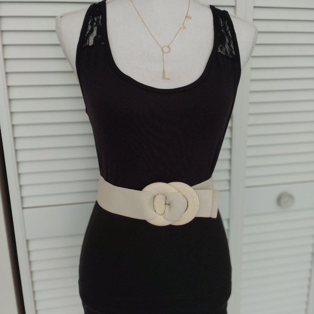80's Vintage Belt, Off-White, Small